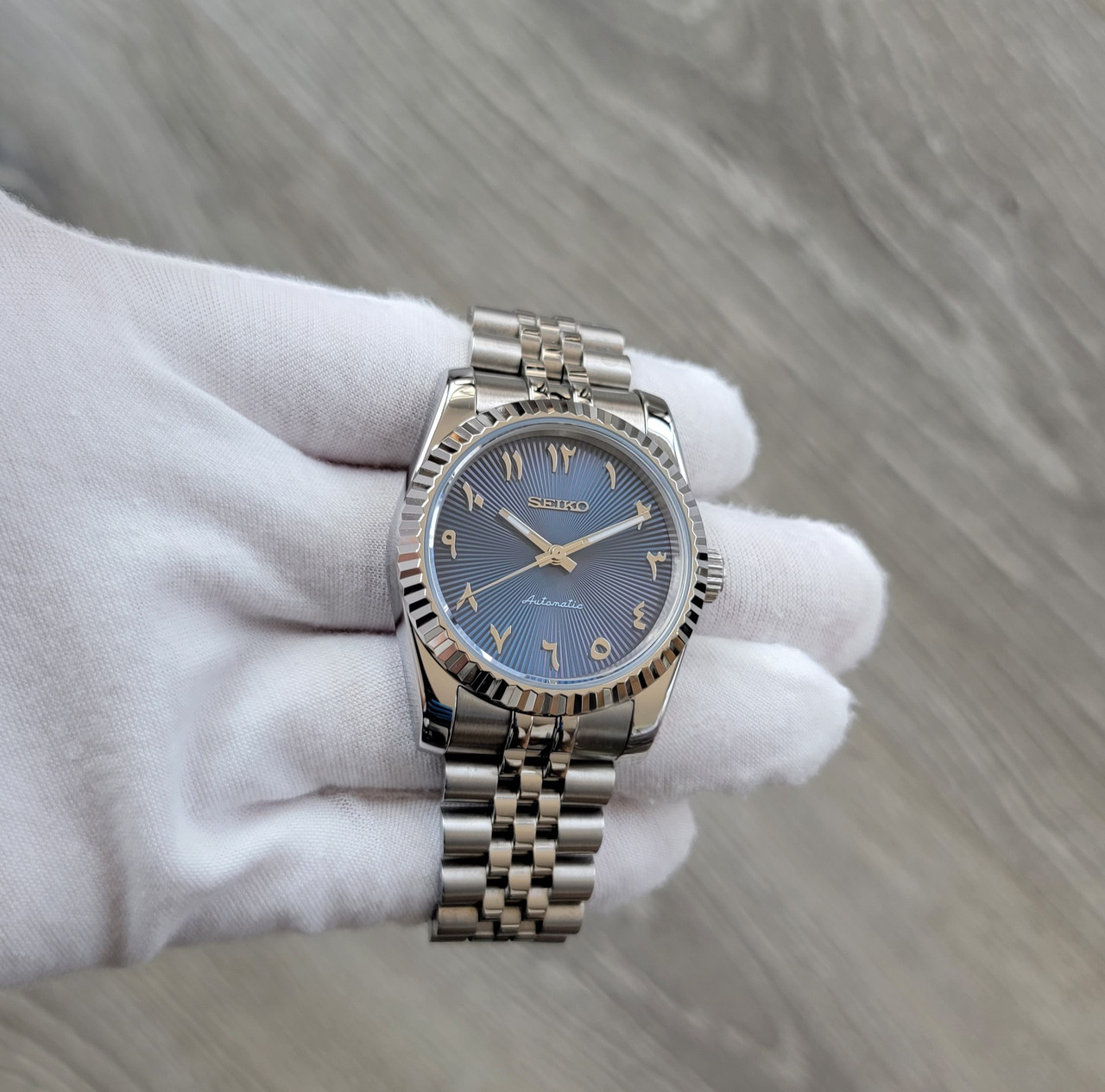 Sunburst Royal Blue Arabic Guilloche Dial