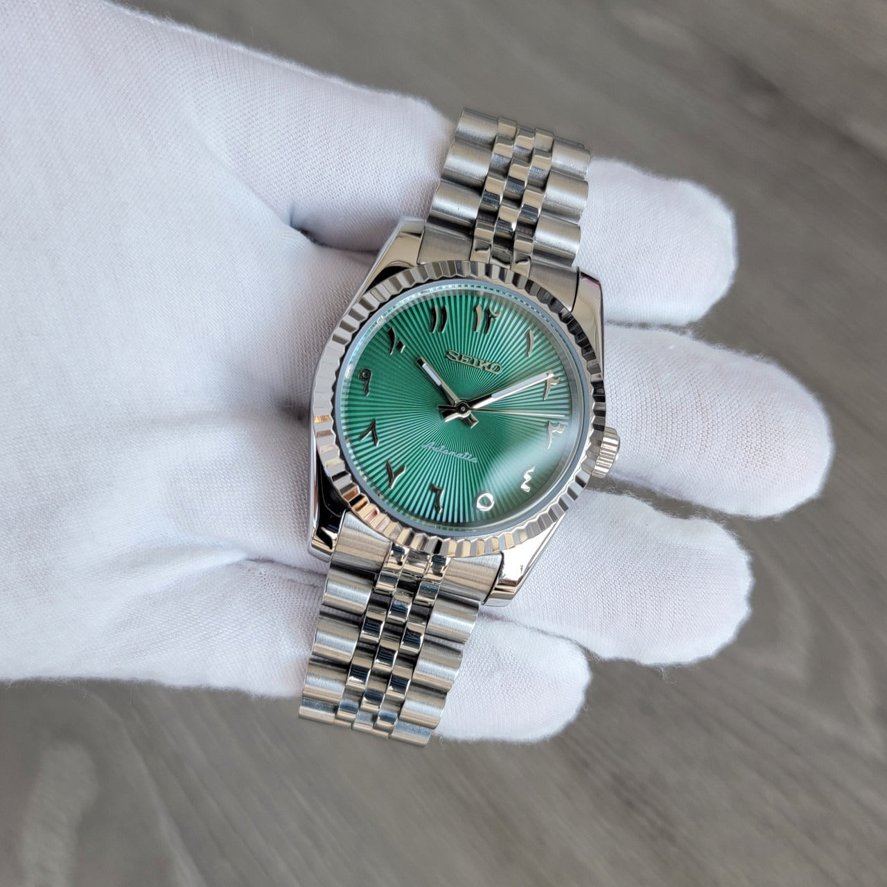 Sunburst Emerald Green Arabic Dial