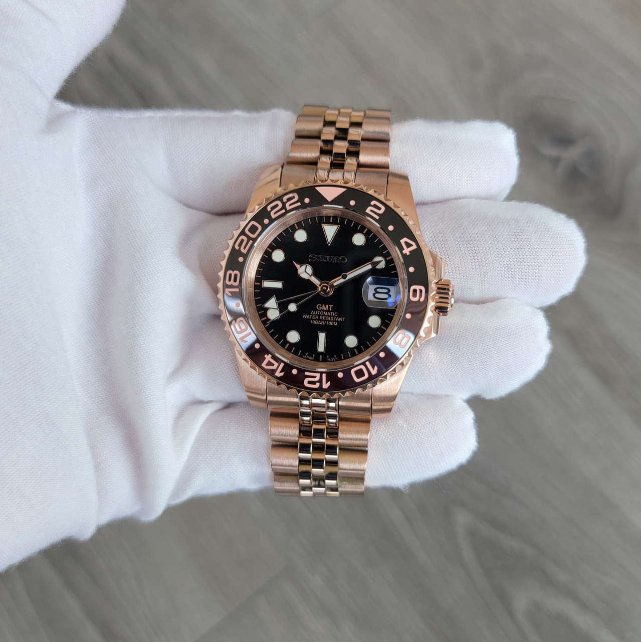 Ceramic Root Beer GMT Date on Rose Mod