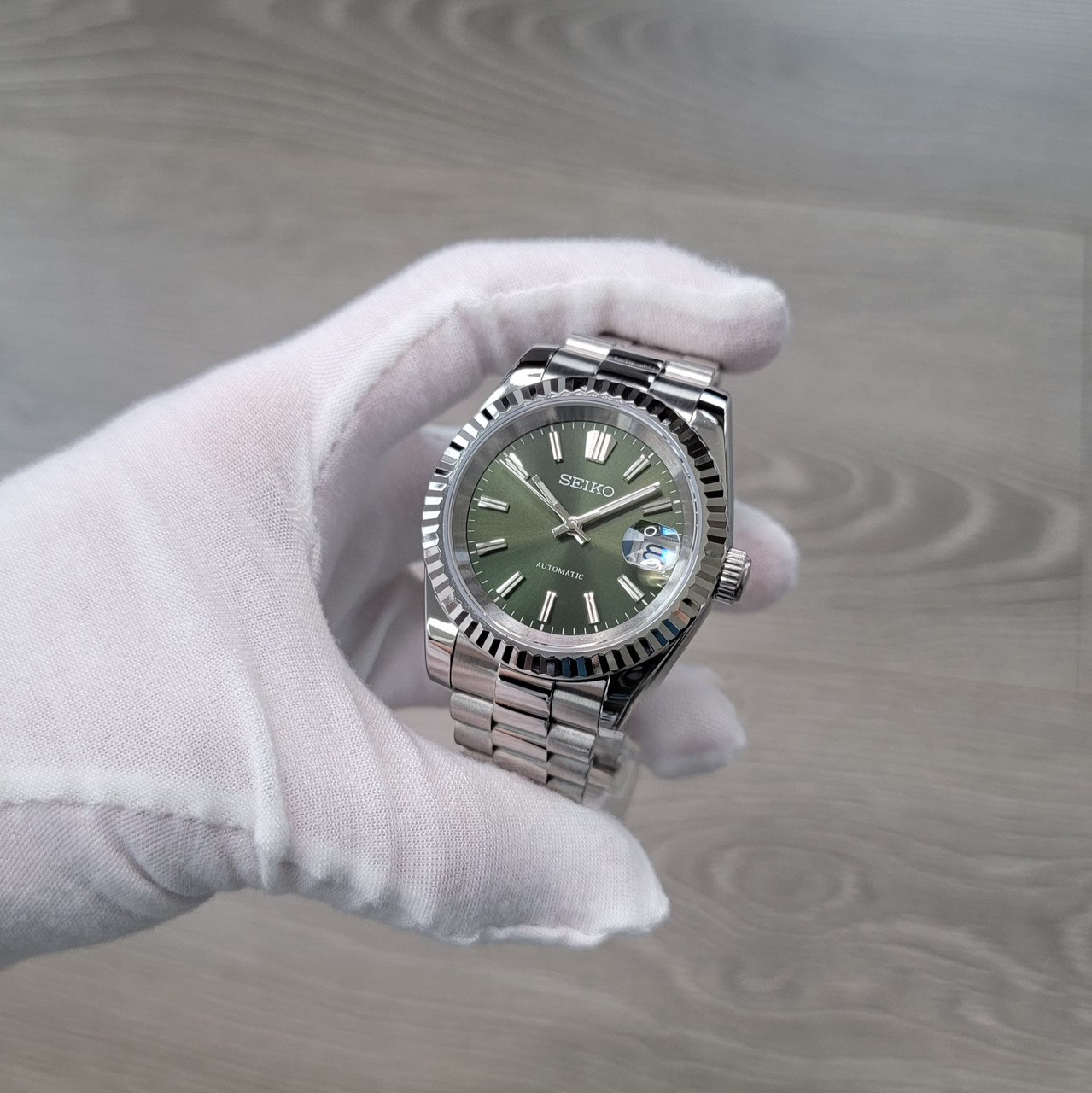 President Date Sunburst Olive Green Mod