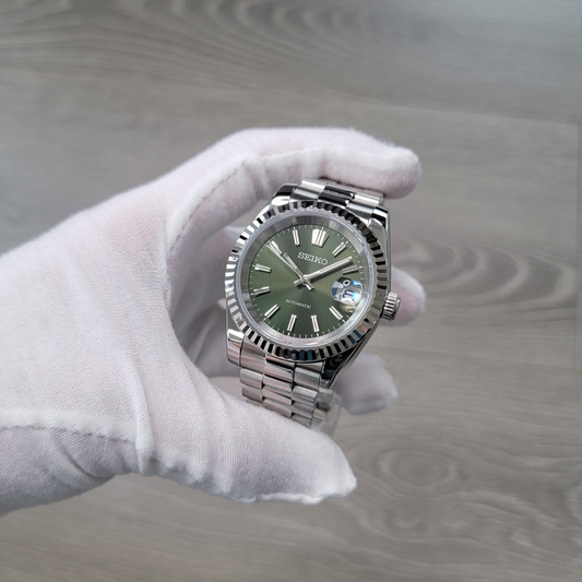 President Date Sunburst Olive Green Mod