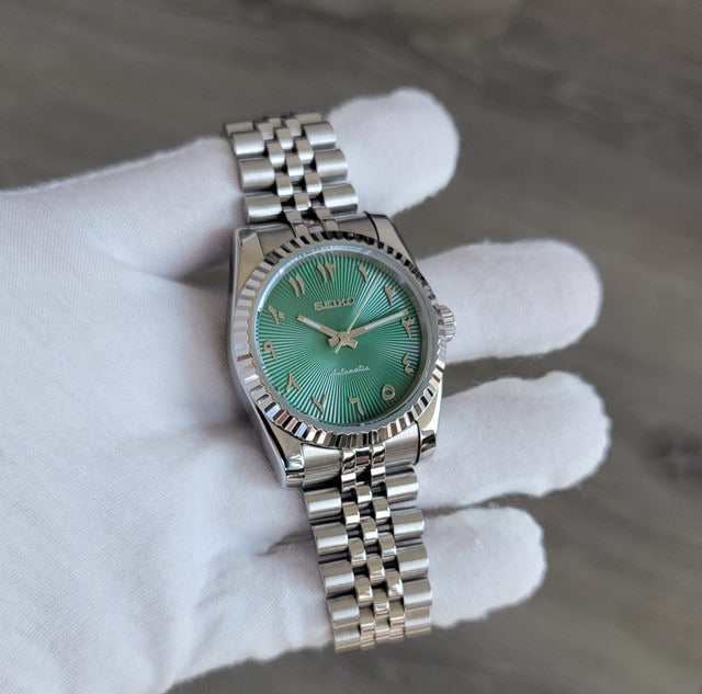 Sunburst Emerald Green Arabic Dial
