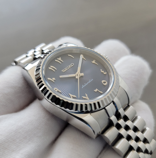 Sunburst Royal Blue Arabic Guilloche Dial