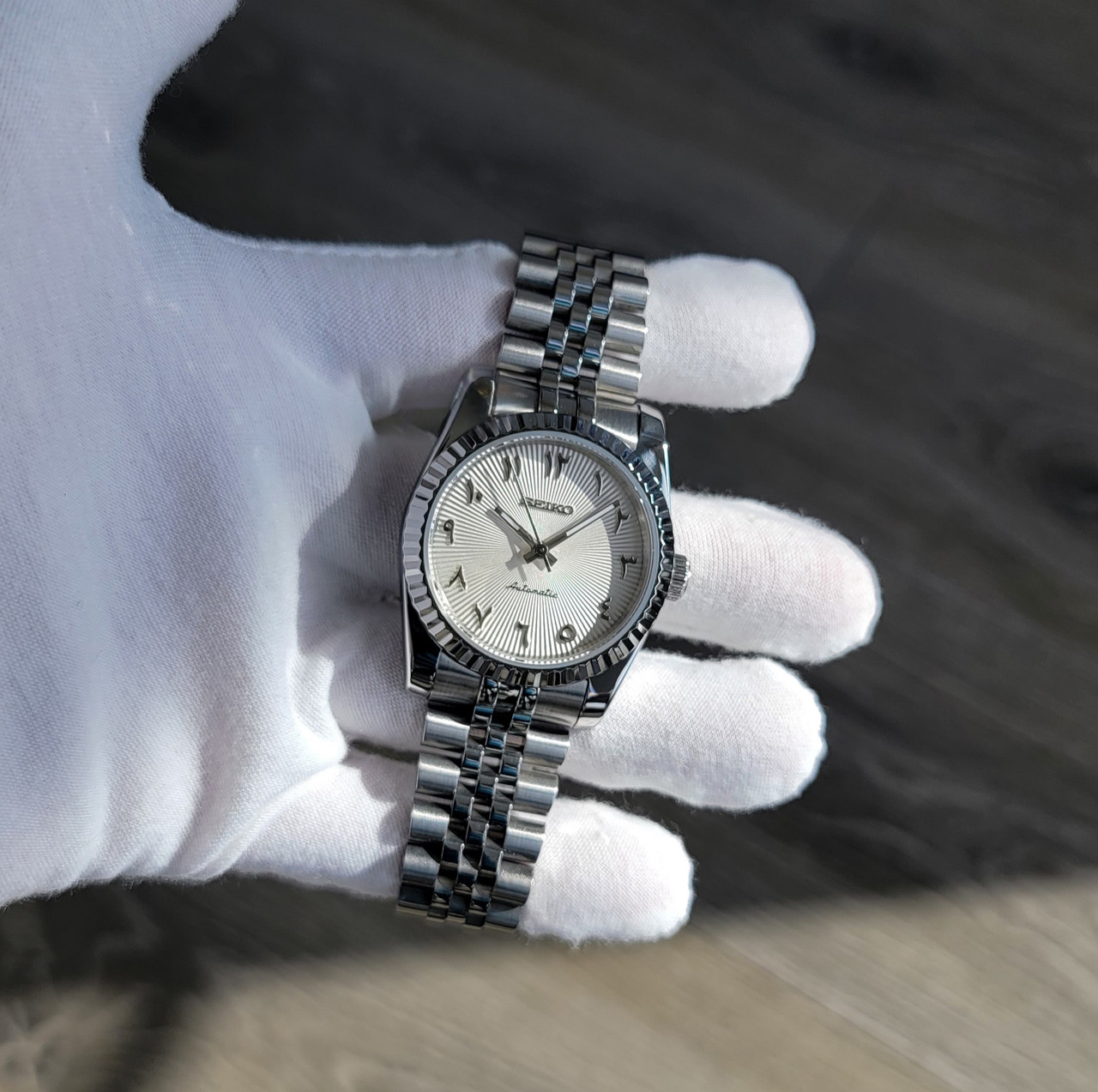 Sunburst Cream Arabic Guilloche Dial