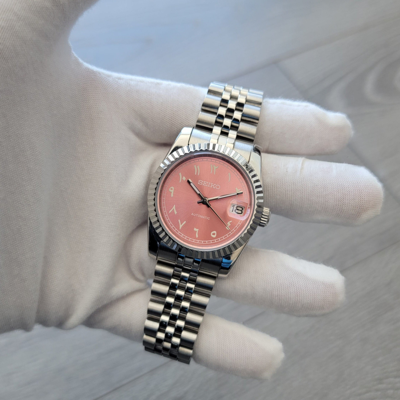 Sunburst Salmon Arabic Dial