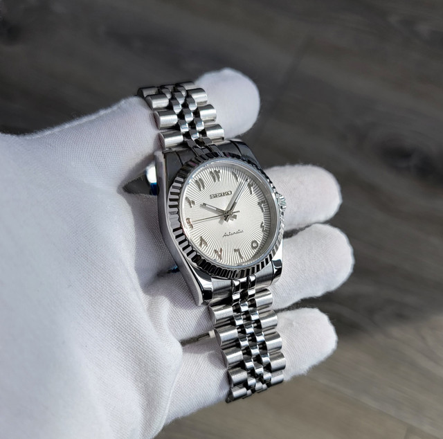 Sunburst Cream Arabic Guilloche Dial