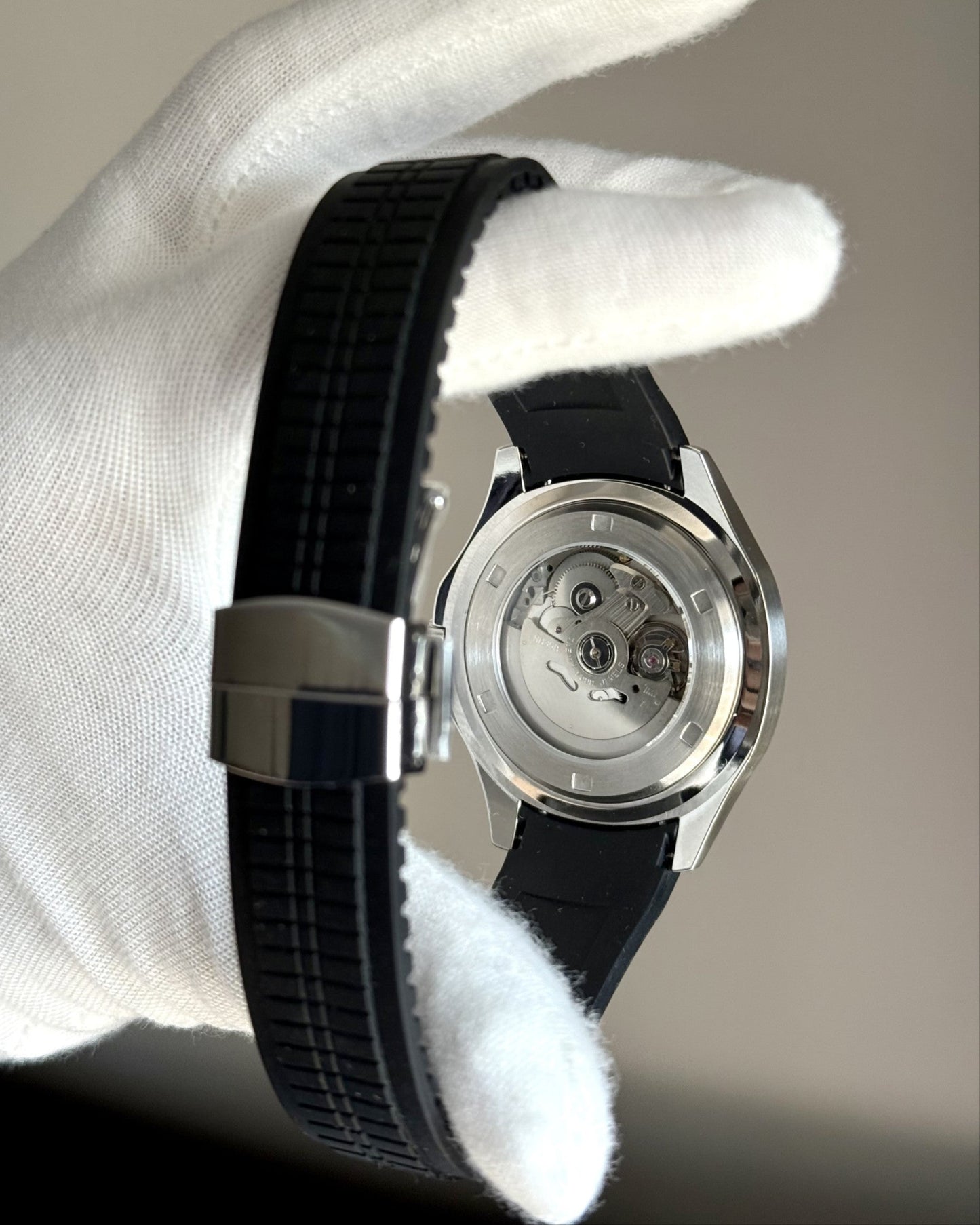 Silver Aquanaut Black Waffle Dial