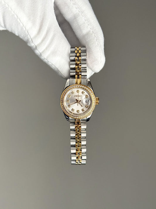 Women's Two Tone YG White Diamond Dial