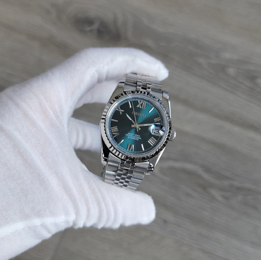 Sunburst Aquamarine Roman Dial