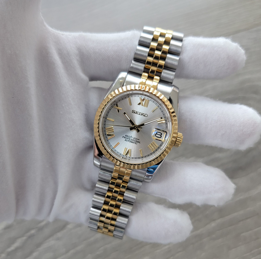 Two Tone YG Sunburst Silver