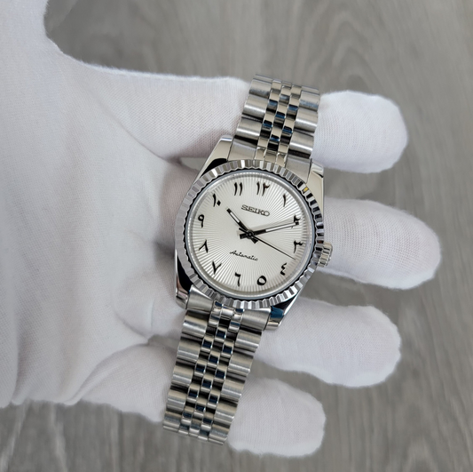 Sunburst Cream Arabic Guilloche Dial