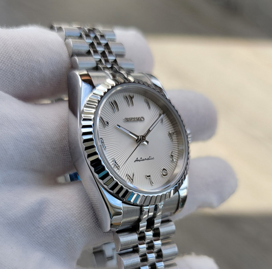 Sunburst Cream Arabic Guilloche Dial