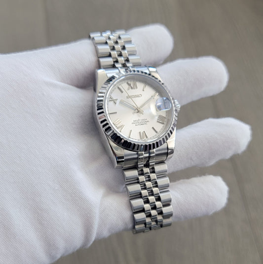 Sunburst White Roman Dial