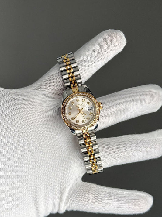 Women's Two Tone YG White Diamond Dial