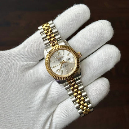 Women's Two Tone YG White Dial
