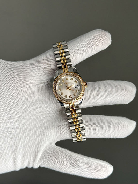 Women's Two Tone YG White Diamond Dial